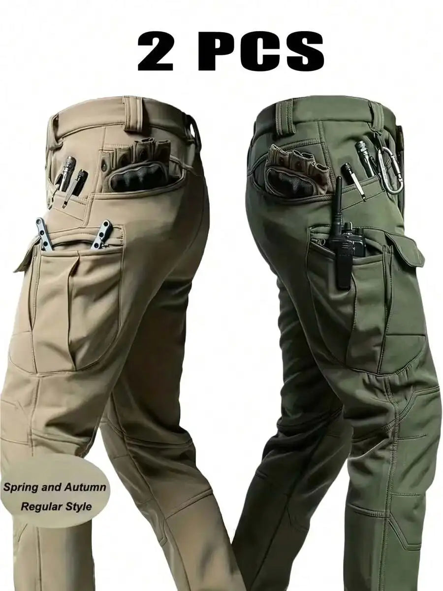 2-Pack Men’s Tactical Cargo Pants With 9 Utility Pockets For Hiking, Camping, Fishing And Outdoor Use