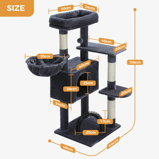 Multi-Level Cat Tree Tower with Sisal Scratching Posts, and Pad Soft Top Perch, Large Cat Condo for Indoor Cat Scratchers, Cat Toys