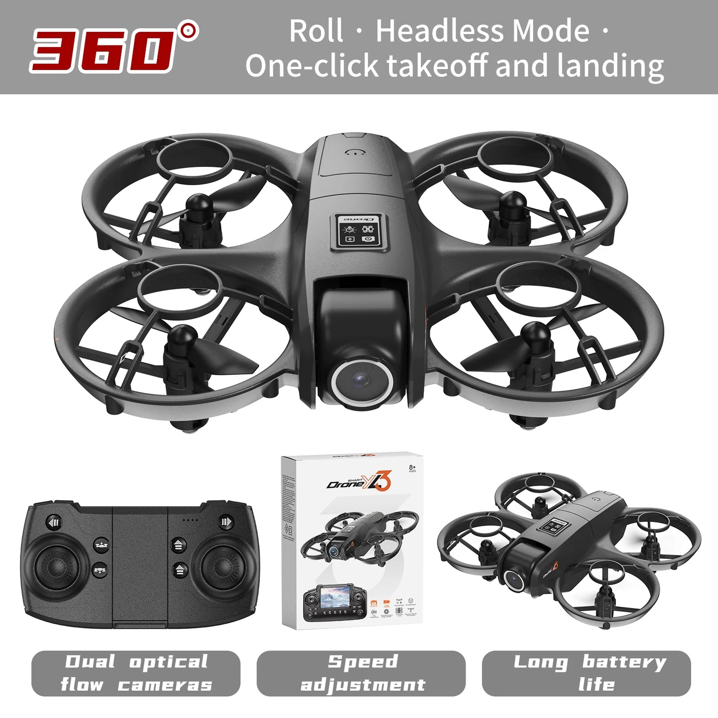 RC Drone Dual Camera Adjustable Lens 50X Digital Zoom Gesture Snapshot Video WIFI Image Transmission Aerial Photography Drone With APP Control