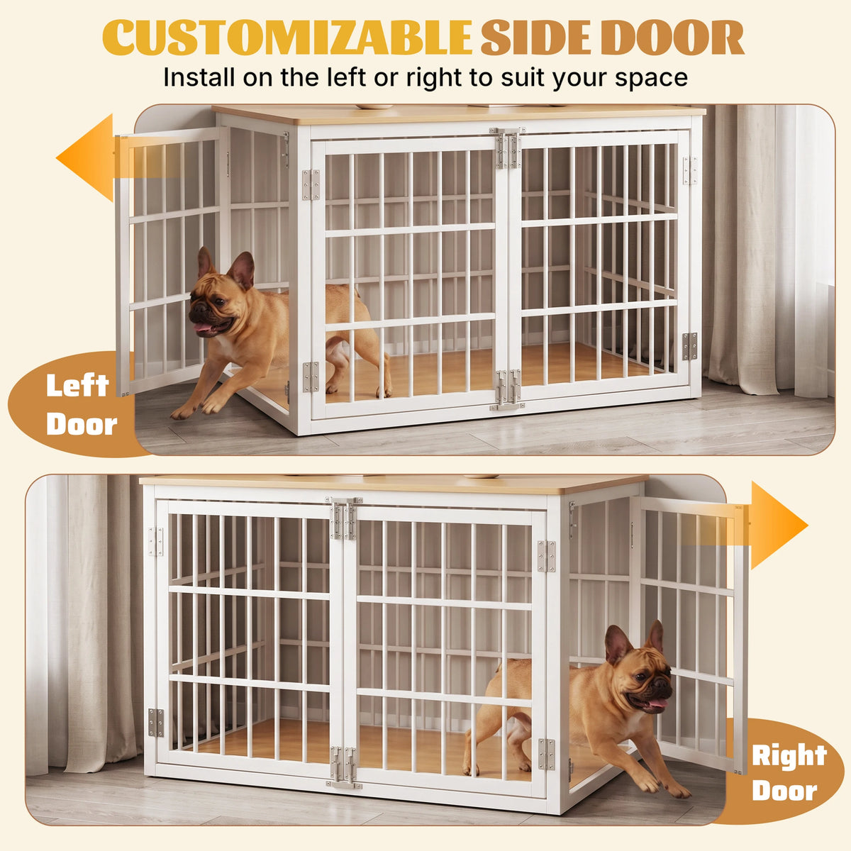 38-Inch Iron Wood Dog Cage with Double Lock Doors Heavy-Duty Extra Large Pet Kennel for Indoor Outdoor Dog Kennel Furniture
