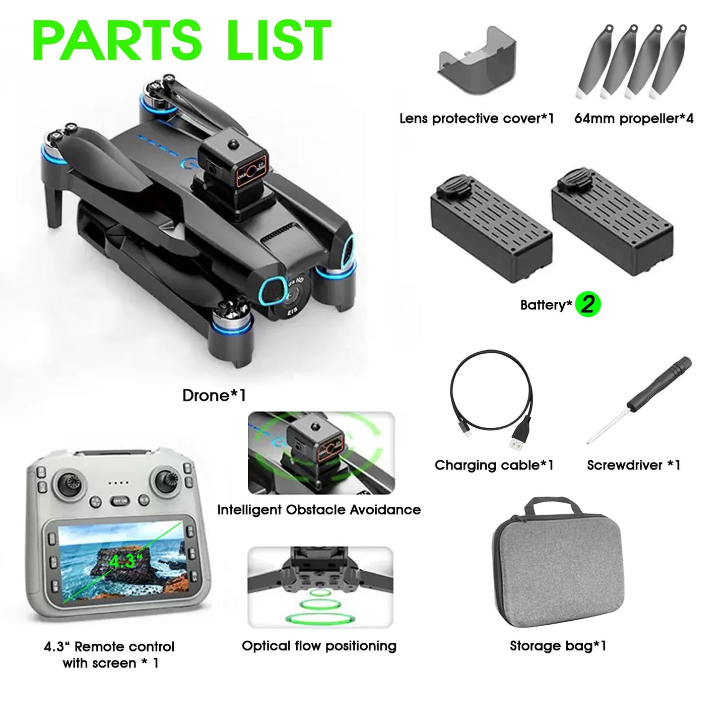 S814 Foldable Drone with Screen Remote Control, Brushless Motor, Obstacle Avoidance, Dual Camera, Optical Flow Hovering, Under 249g No Registration Required