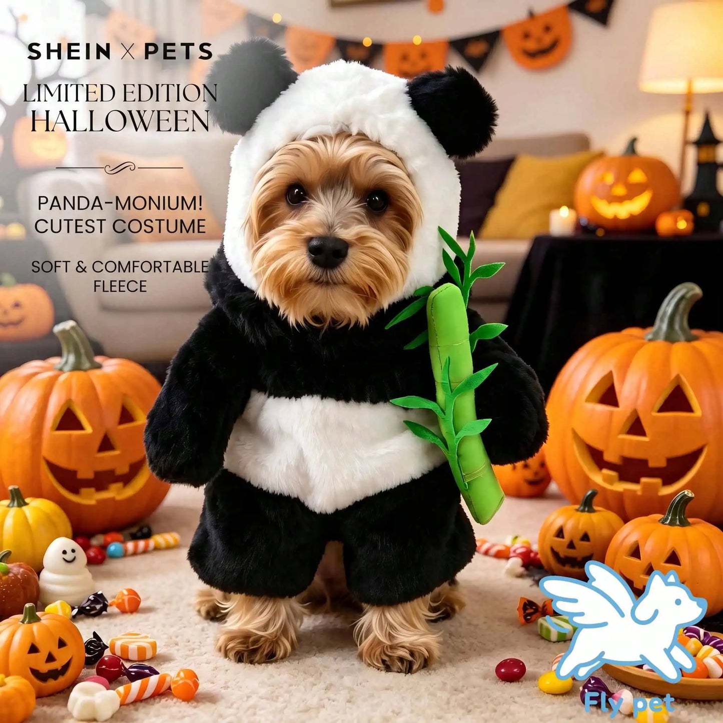 Halloween Cute Dog Panda Transformation Costume Set, With A Complete Panda Head Mask, Fun Cosplay Outfit
