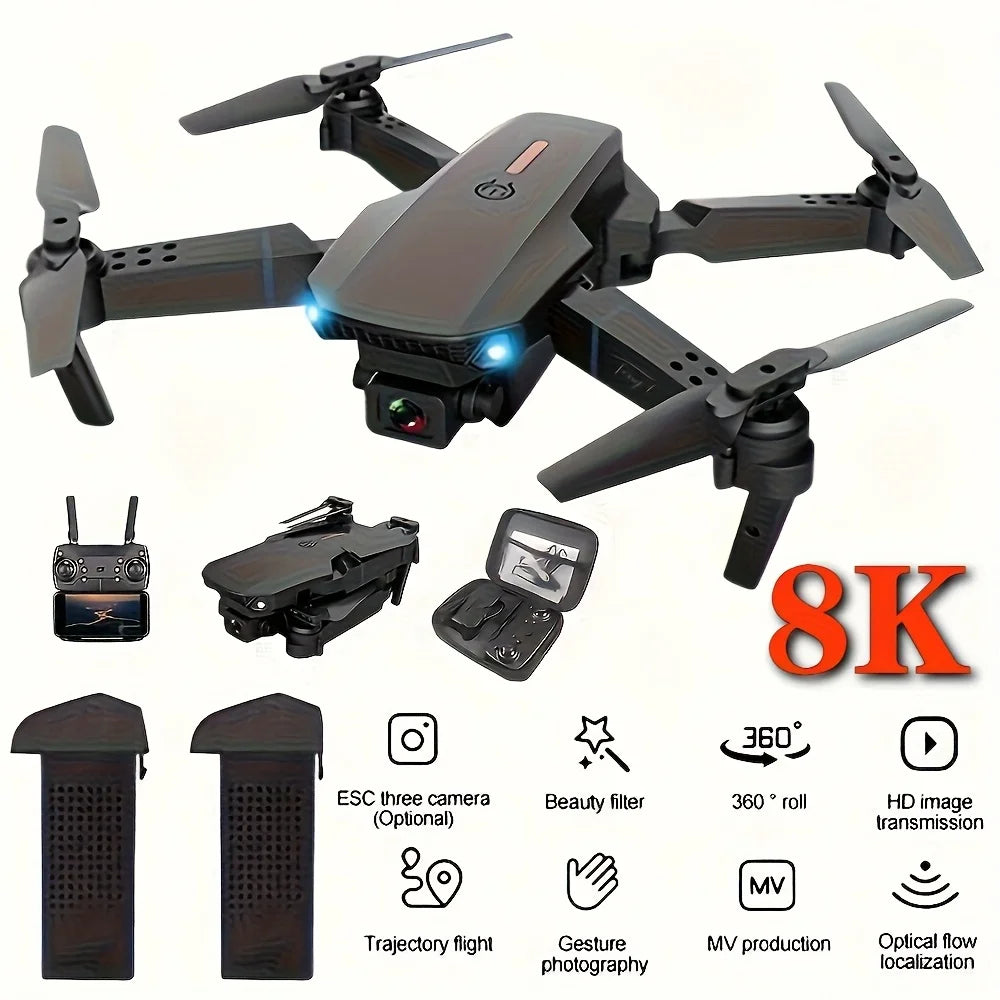 The 2026 Upgraded E88PRO MAX Foldable Drone Features Dual Cameras, Extra Batteries, an 8K Remote Control Screen, and One-Click Return-to-Home Functionality. Suitable for Beginners, It's an Ideal Holiday Gift.
