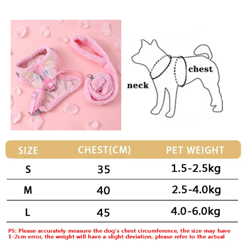 New Breathable Cute Cat Harness Set Butterfly Small Dog Harness Set Walk Outdoors Puppy Chest Vest Leash Accessories