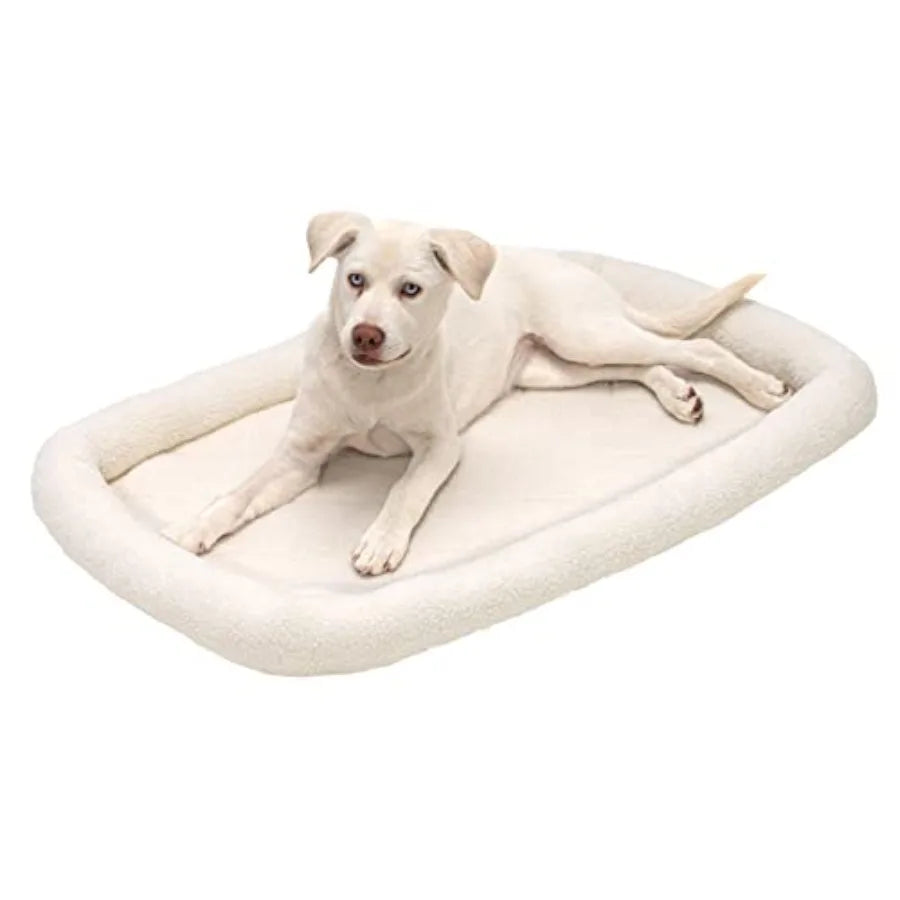 Dog Bed 100% Washable, Sized to Fit Crates - Sherpa Fleece Bolster Crate Pad