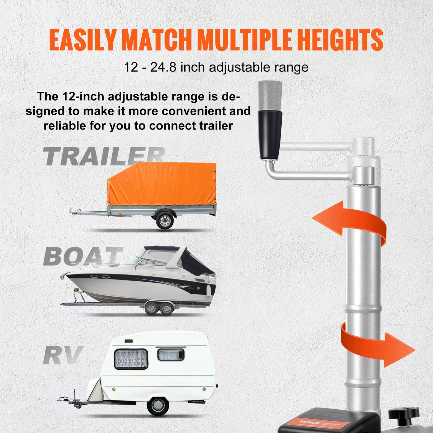 5000lbs Electric Trailer Dolly 12V Trailer Jockey Wheel with 22 ft/min Speed & Adjustable Height for Moving Caravan