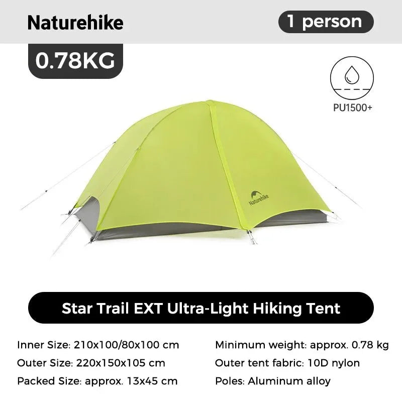 Star Trail EXT Hiking Tent Outdoor Camping Ultralight Rainstorm Protection Wild Tent 1-2 Person 0D Nylon Backpacking Tent