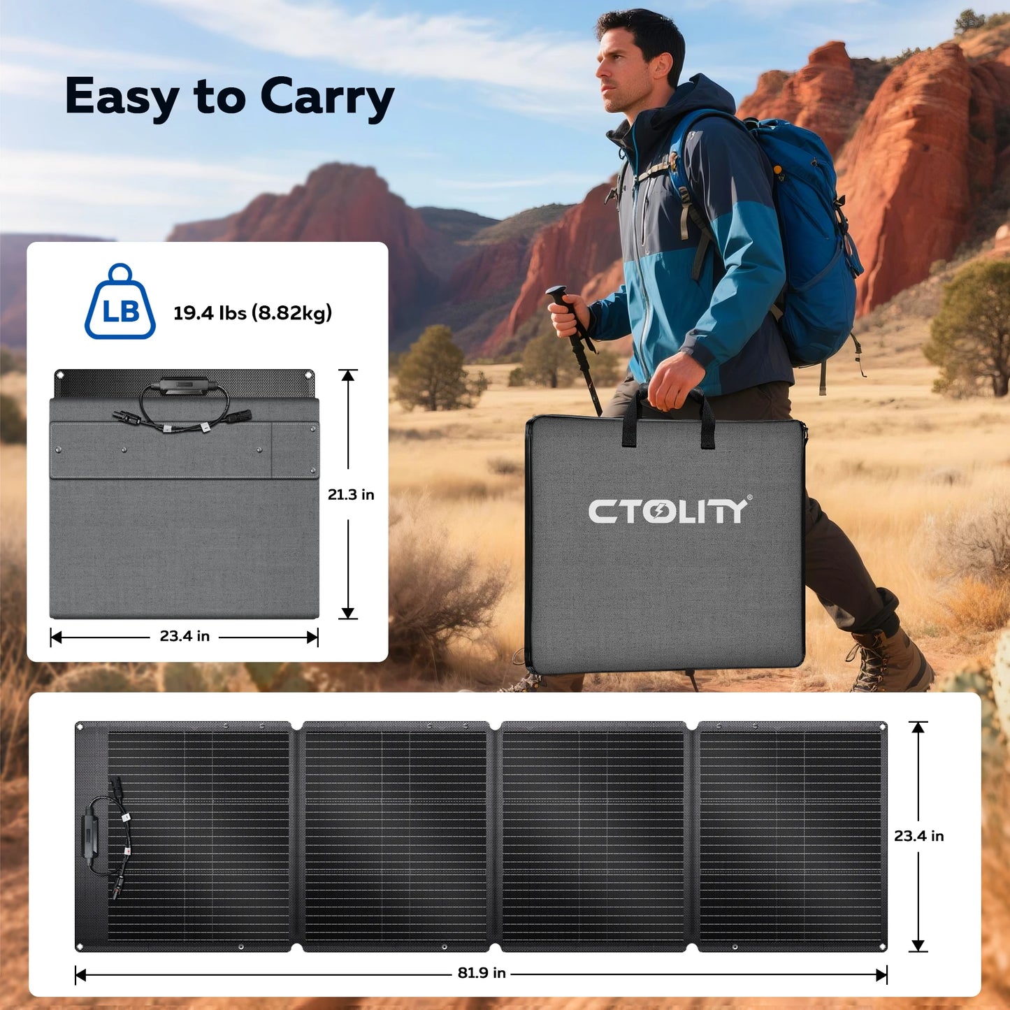 SPC200-ETFE 200W Foldable ETFE Solar Panel Complete Kit 20.5V Portable Solar Charger for Power Station Outdoor Camping Hiking