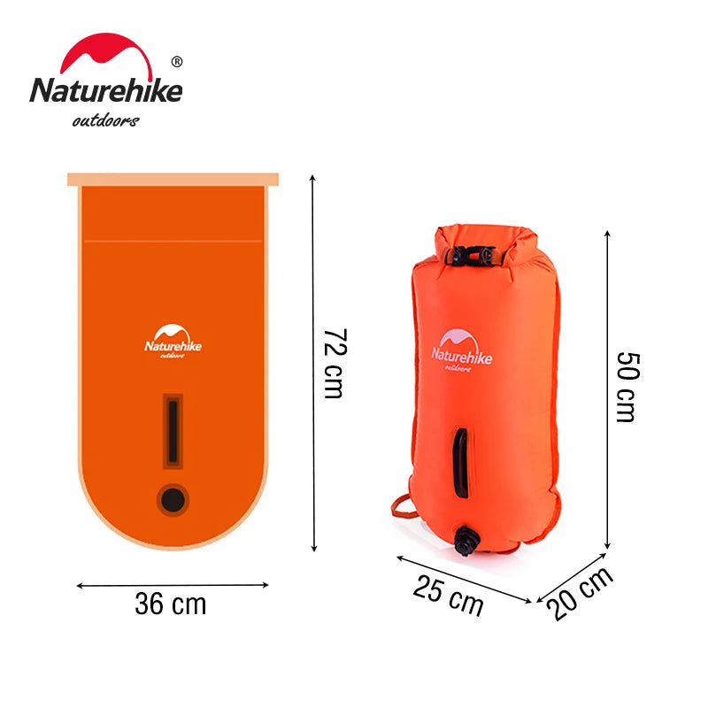 Inflatable Swimming Buoy Waterproof 28L Storage Dry Bag Adjustable Belt Flotation Bag Dual Airbag Swim Drifting Float