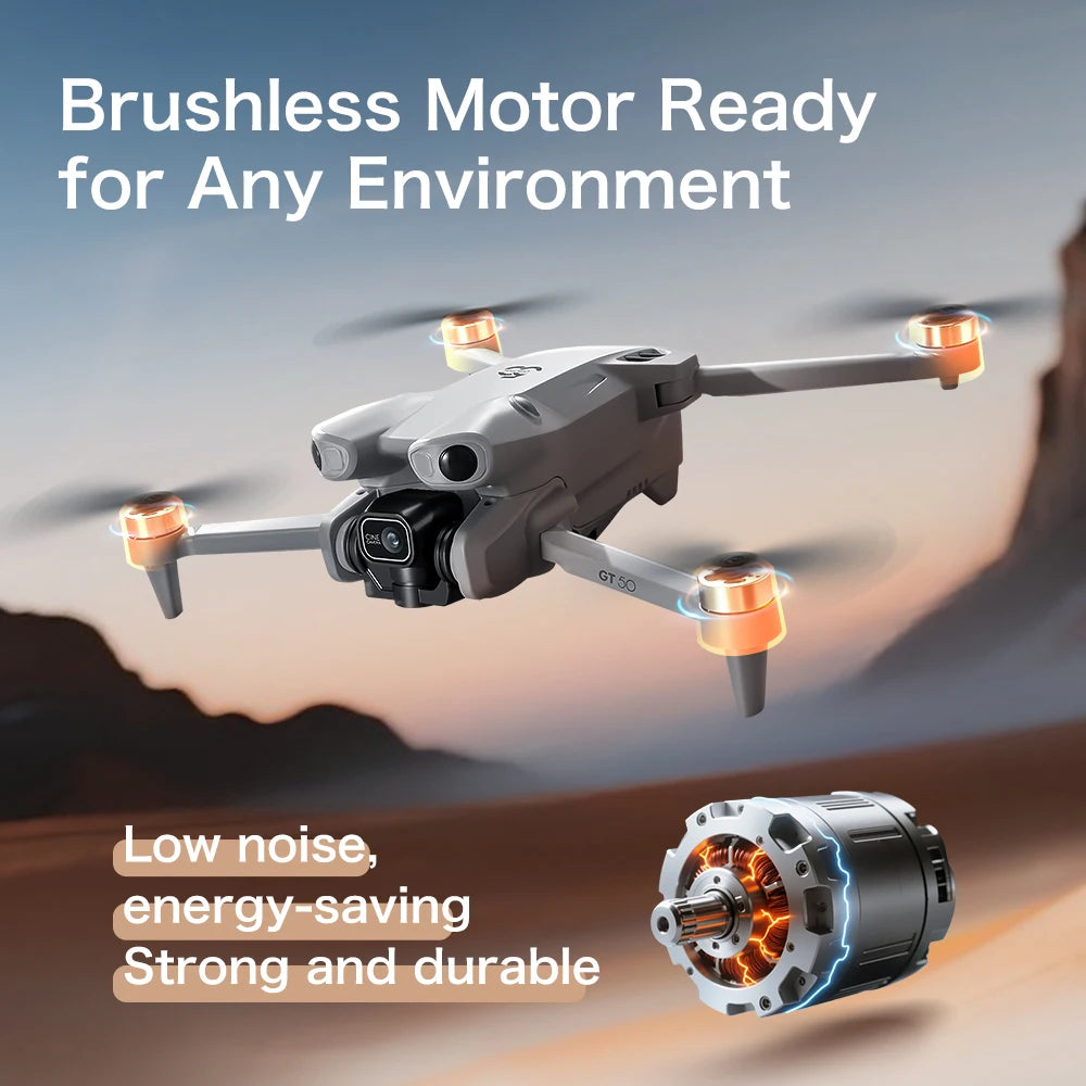 GT50 8K GPS Drone With Dual Camera - 3-Sided Obstacle Avoidance, WiFi FPV Aerial Photography Quadcopter for Adults