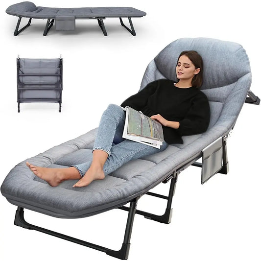 Heavy-Duty Portable Camping Cot with Mattress, 450 lbs Capacity, Adjustable for Indoor or Outdoor Use (70 L)
