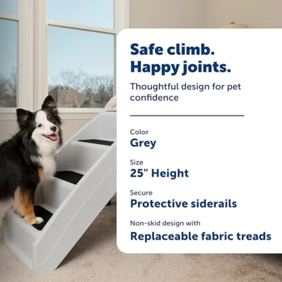 Folding Dog Stairs Portable door/Outdoor Pet Steps for a Couch Grey