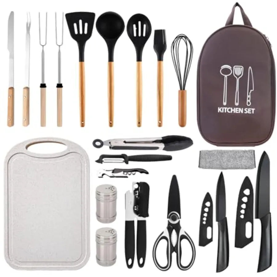 Silicone Camping Cooking Set Car Camping Essentials Cooking Kitchen Set, RV Camping Cookware Must Haves Gifts Camping Cooking Essentials