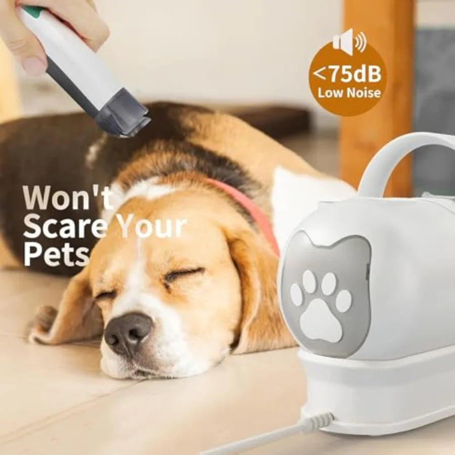 Dog Grooming Kit Pet Grooming Vacuum with Pet Clipper Nail Grinder 6-in-1 Grooming Tools for Dogs Cats Shedding Control Black