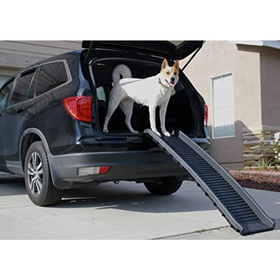 61" Folding Pet Ramp Portable Dog Ramp for Cars SUVs Beds and Couches Lightweight PP Construction Textured Surface Optional Car