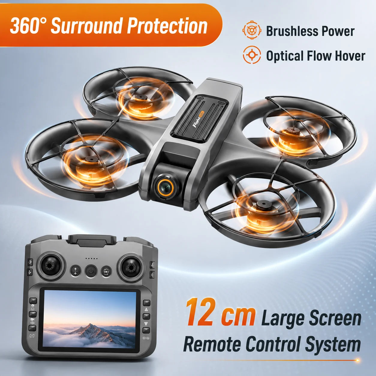 S156 RC Drone 8K Dual Camera Quadcopter with 5.9-Inch Screen Remote Brushless Motor Optical Flow Hovering 360° Protection WiFi FPV Remote Control Aircraft with Storage Bag 1 Battery