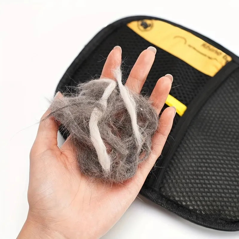 Large Polypropylene Pet Grooming Gloves Black With Yellow Accents Static Adsorb Hair Cleaning Mitt For Cat Daily Grooming Care