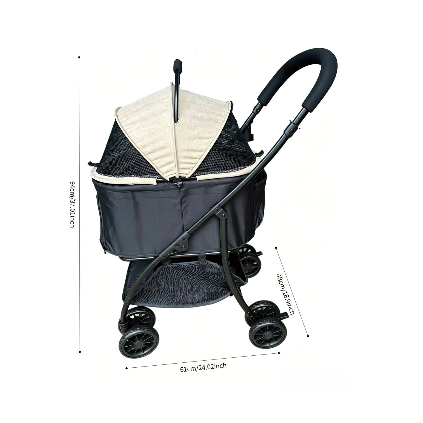 2 in 1 Detachable Pet Stroller, Lightweight 5.6kg Foldable Dog Cat Stroller with 360° Rotating Wheels, Portable Travel Pet Carrier for Small Medium Dogs Cats Outdoor Walking, 3 Colors