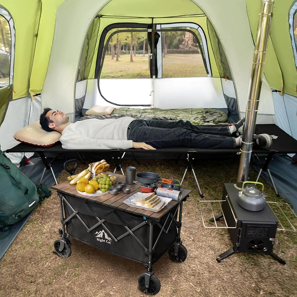 Camping Cot Bed - Portable Folding Sleeping Cots for Adults 1-Person Outdoor Elevated Off-Ground Beds Easy Set-Up