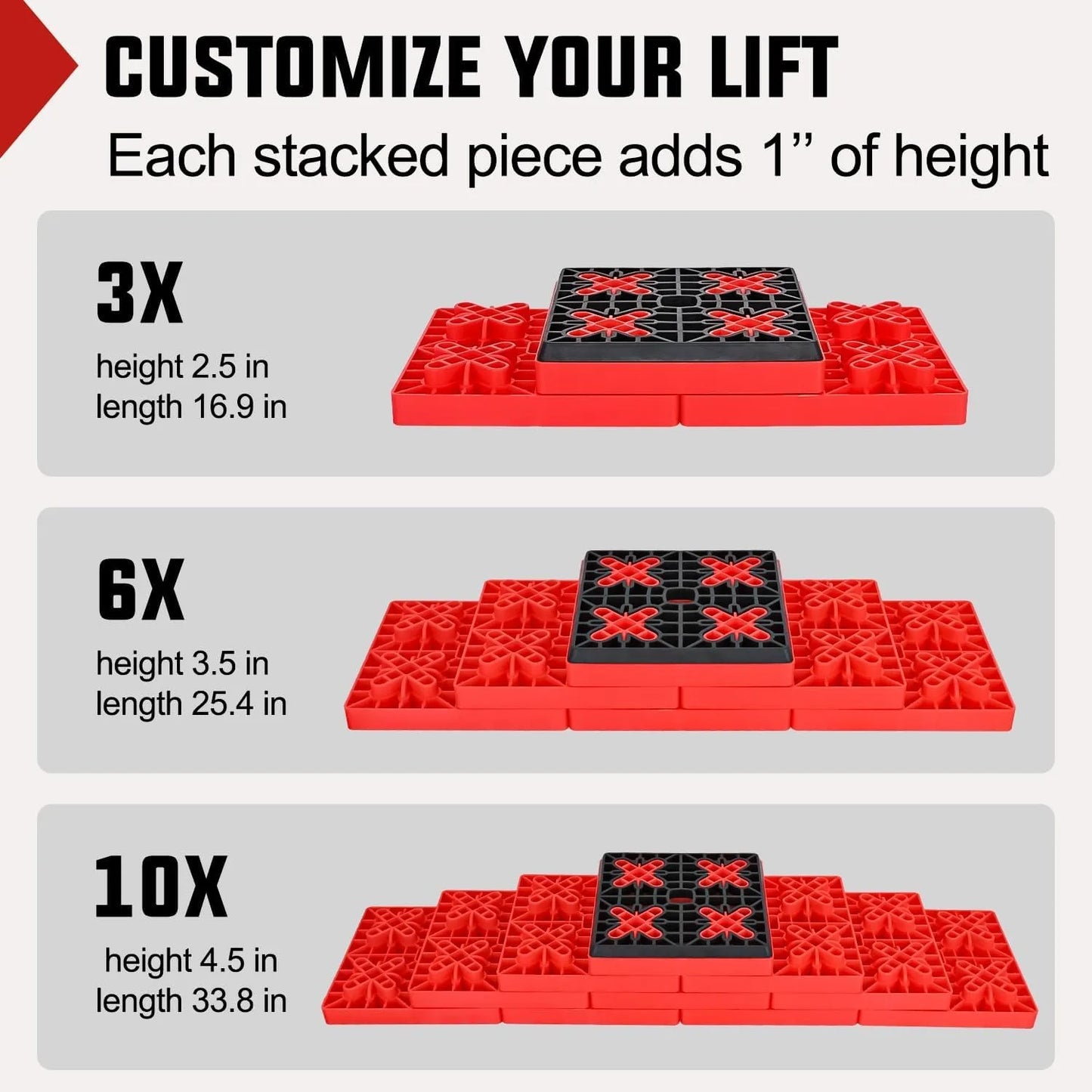 Leveling Blocks 12 Pack Interlocking Design Stabilizer Block Anti-Slip Rubber Covers Customizable Height with Carrying Bag for RV Camper Travel Trailer, Adjustable Camper Stabilizer Blocks for Motorhome Trailer Tire Support