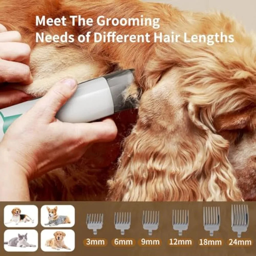 Dog Grooming Kit Pet Grooming Vacuum with Pet Clipper Nail Grinder 6-in-1 Grooming Tools for Dogs Cats Shedding Control Black