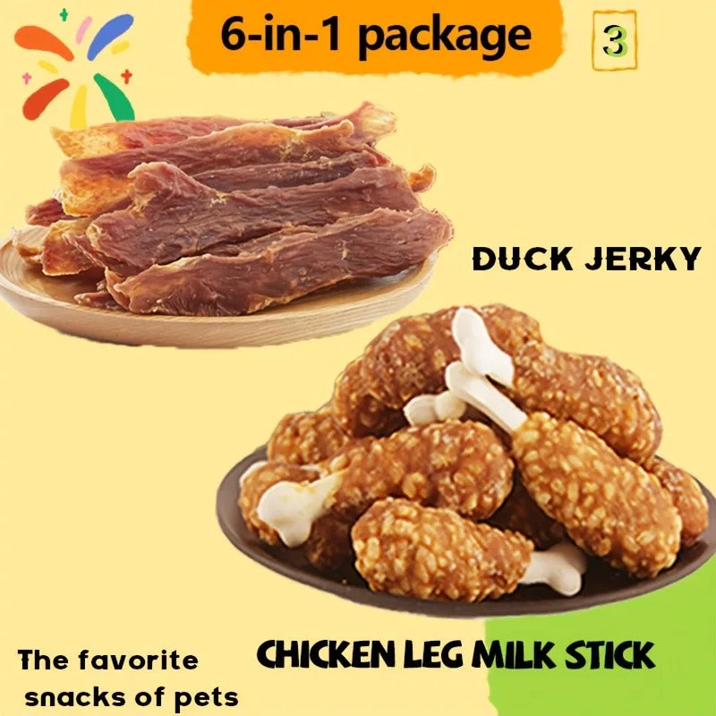 1-1.2lb Mixed Flavor Series, Cheese Duck Jerkey, Chicken Milk Jerkey, Duck Jerkey, Easily Digestible, Dog Chews Long Lasting, And High Protein, Low Fat, Perfect Training Reward Snack for Small, Medium And Large Dogs