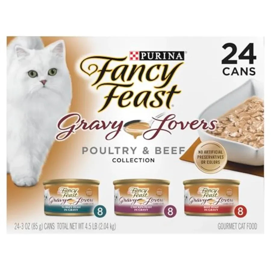Gravy Lovers Poultry and Beef Grilled Gourmet Wet Cat Food Variety Pack - Pack of 24/3 oz. Cans