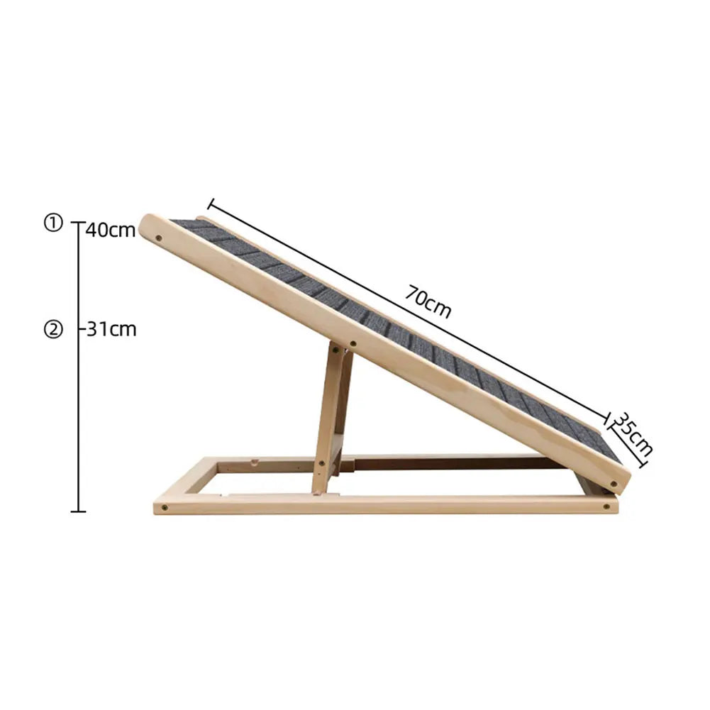 Wooden Folding Dog Ramp 3/4 Levels Height Adjustable Portable Pet Ramp Non-Slip Versatile for Indoor High Bed Couch