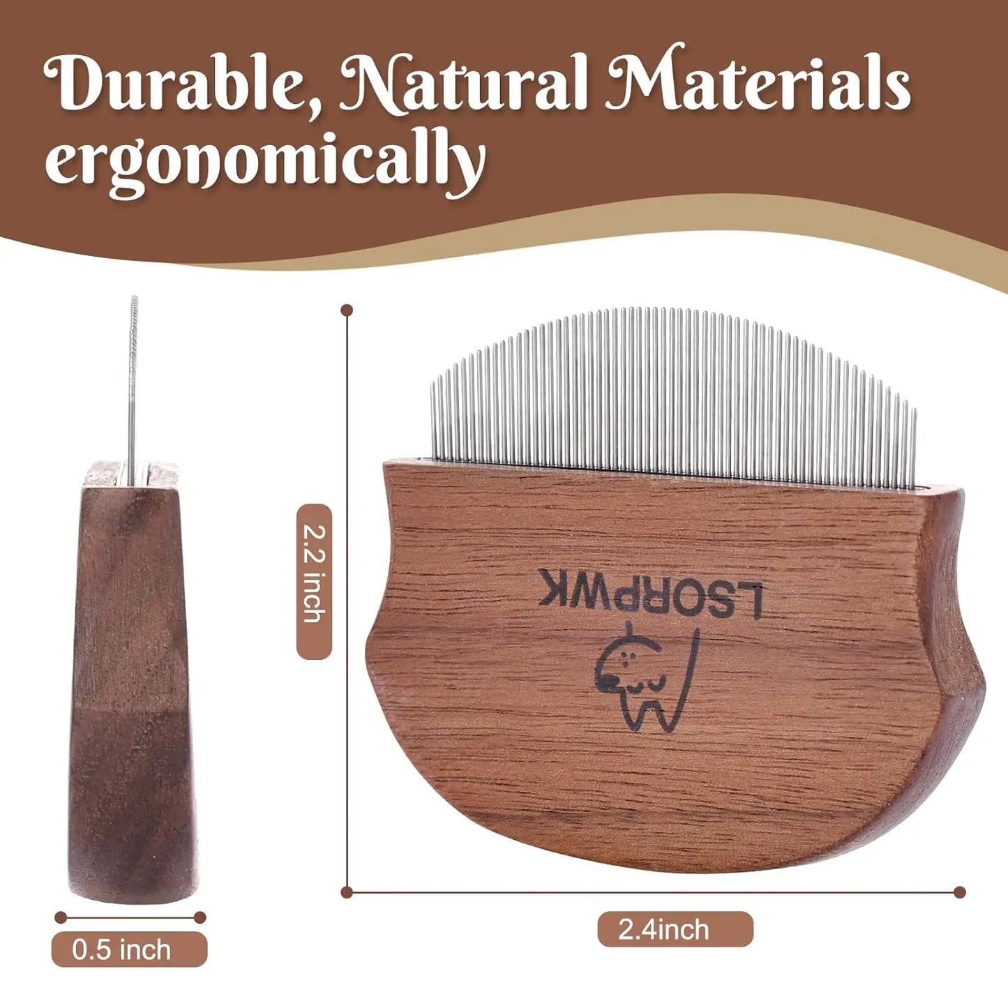 Wooden Eye Comb for Dogs & Cats, Gentle Tear Stain Remover, Rounded Tips, Flea Comb for Small Pets