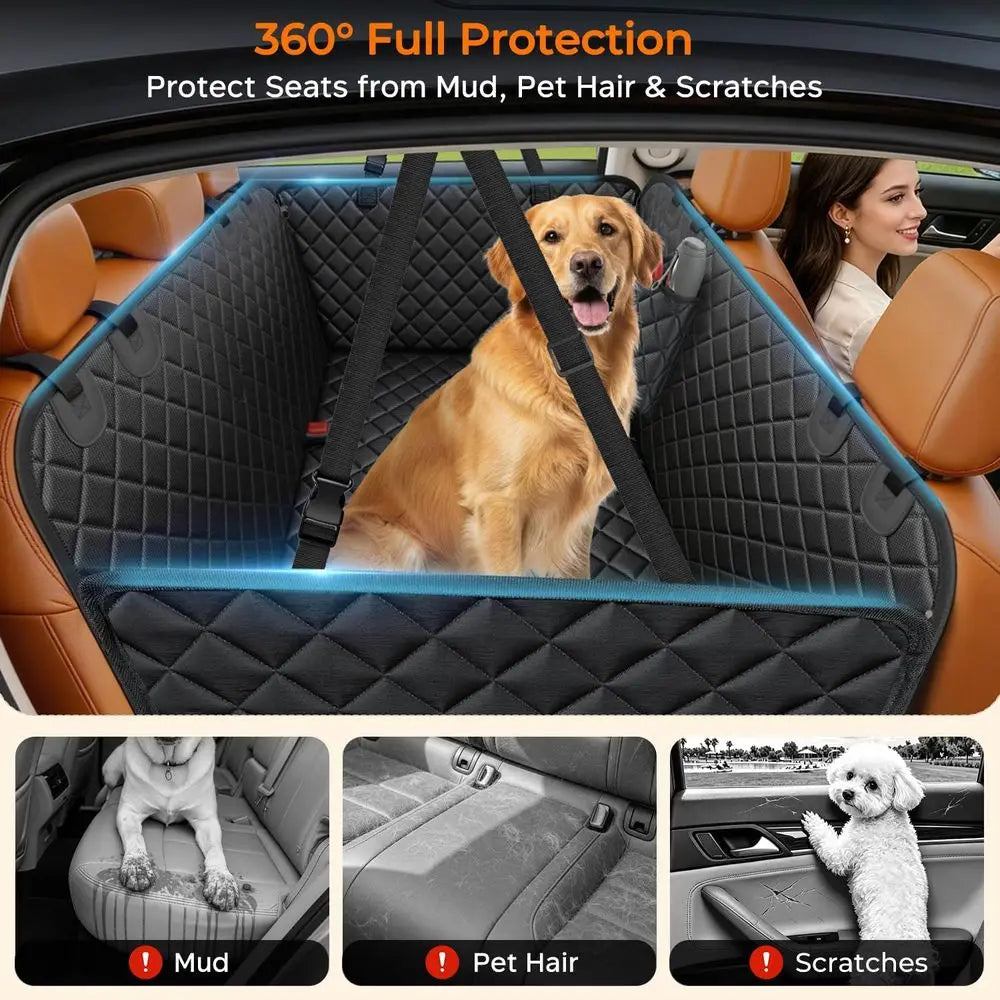 Dog Car Seat Cover or Pets Waterproof Seat Cover Hammock 600D Heavy Duty Scratch Proof Nonslip Durable Spot Back Seat Covers