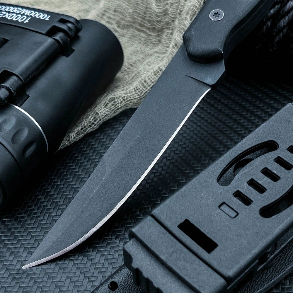 Outdoor Sharp Straight Knife 8Cr13Mov Blade G10 Handle High Hardness Survival Portable and Self-Defense Tactical Cutting Knife