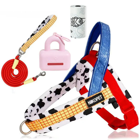 Dog Leash with Saddle-Style Harness for Small And Medium-Sized Dogs, Specially Designed for Outdoor Dog Walking, Anti-Shock Vest