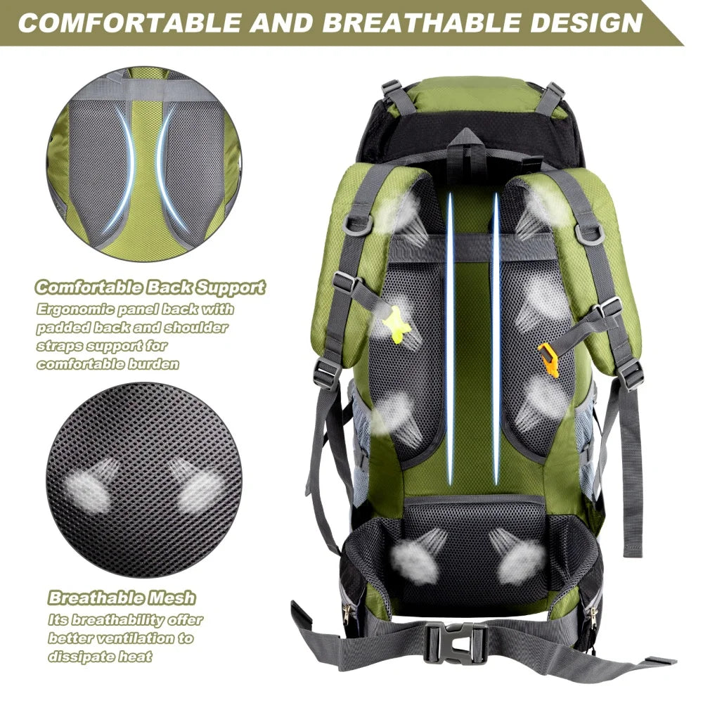 Hiking Backpacks Camping Backpacking Packs for Men Women Lightweight Outdoor for Mountaineering Traveling, No Internal Frame