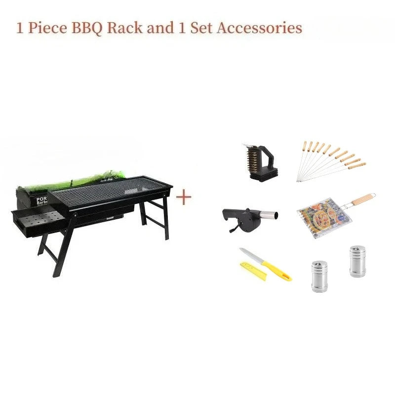 New Large BBQ Barbecue Grill Folding Portable Charcoal Outdoor Camping Picnic Burner Foldable Charcoal Camping Barbecue Oven