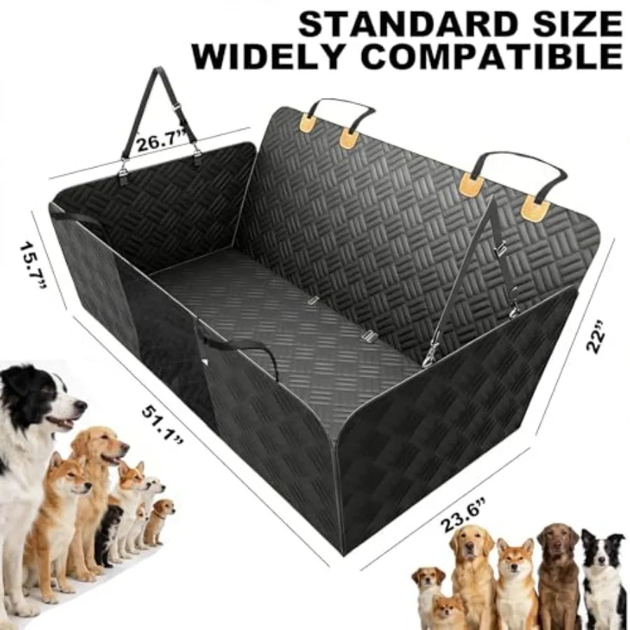 Dog Car Seat Cover 600D Heavy Duty Waterproof Pet Back Seat Extender with Hard Bottom Nonslip Scratch Proof Dog Hammock Machine