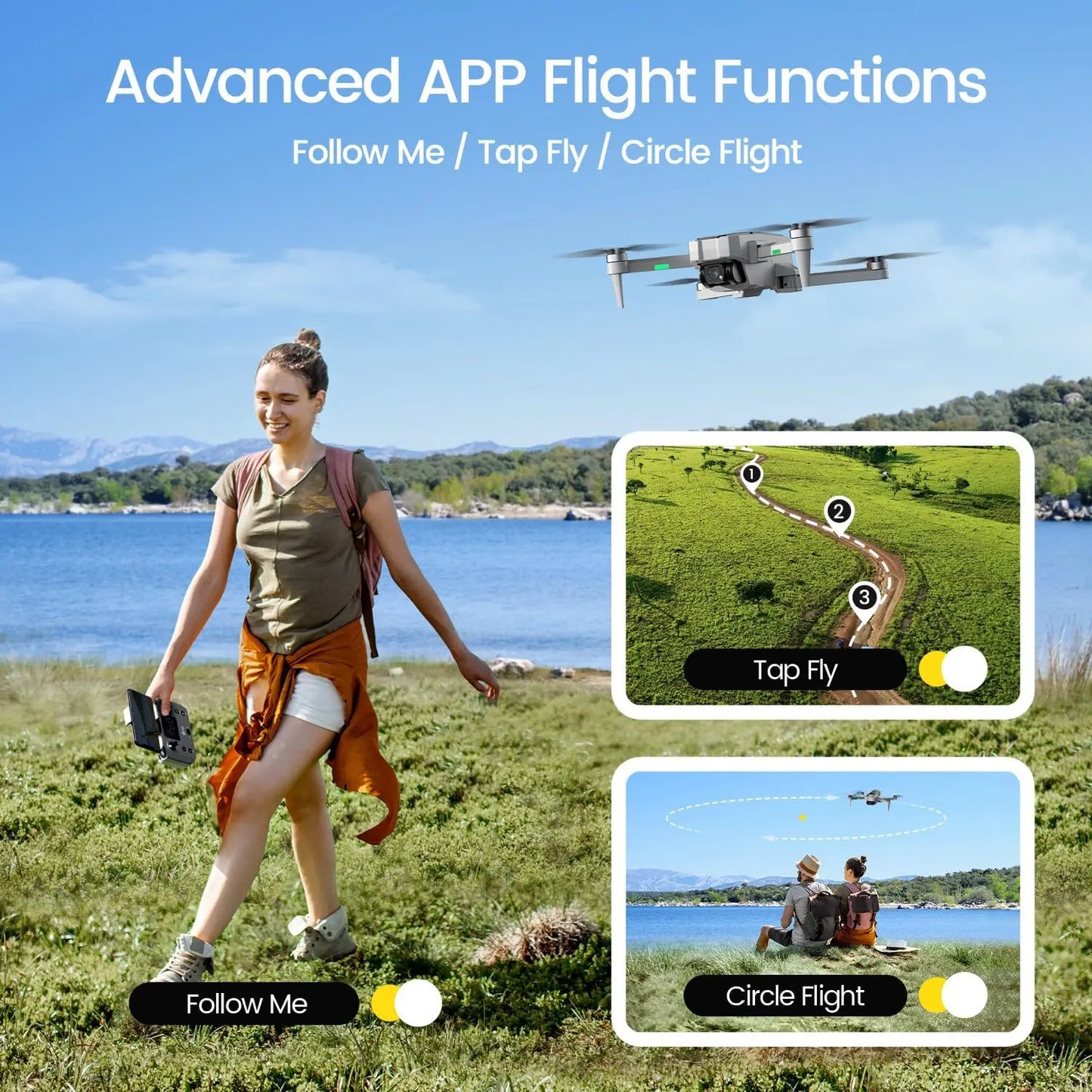 4K Camera Drone Under 250g with FPV, Auto Return, Follow Me, Foldable for Beginners - Brushless Motors & 5GHz Transmission