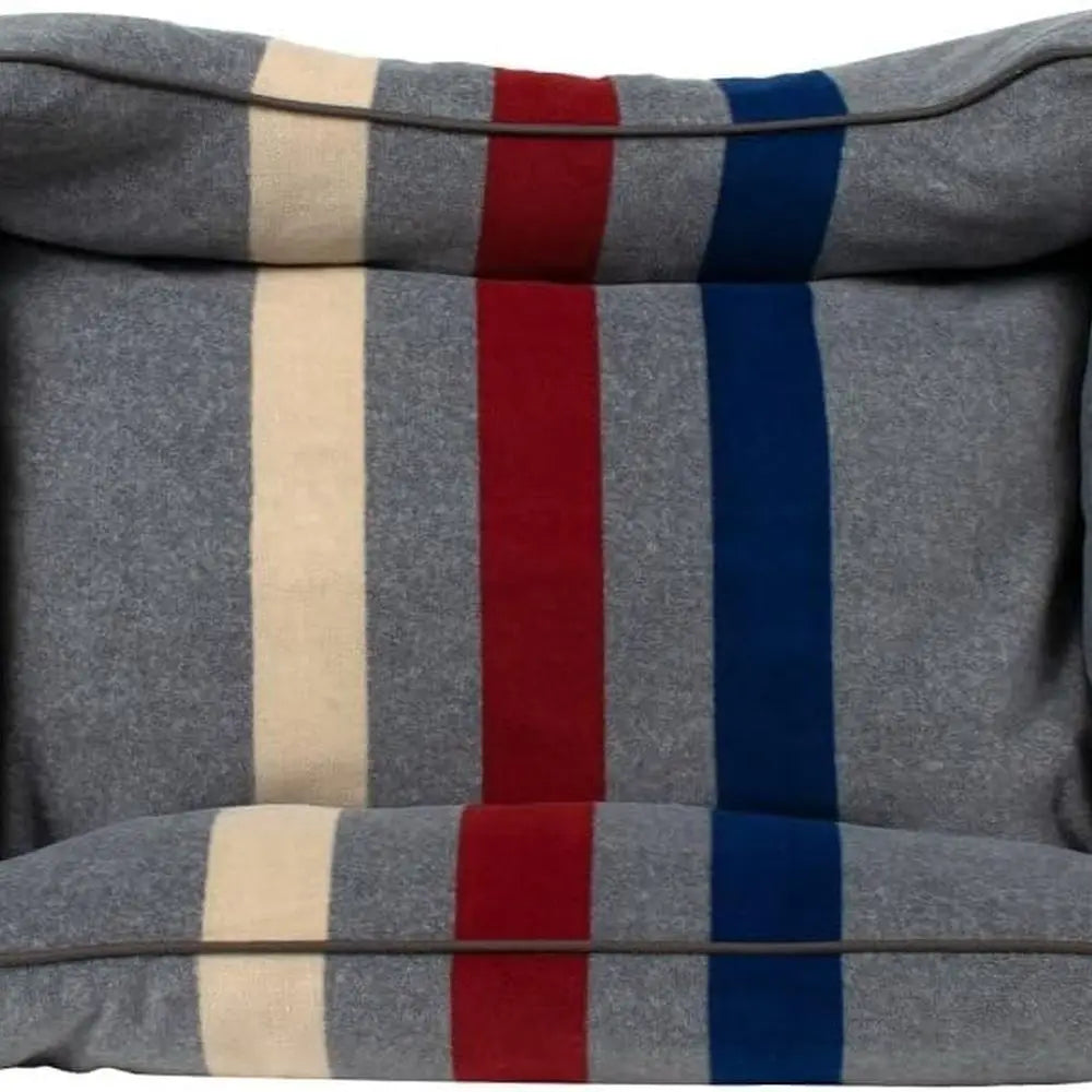 XL Cabin Stripe Gray Fleece Cuddler Dog Bed