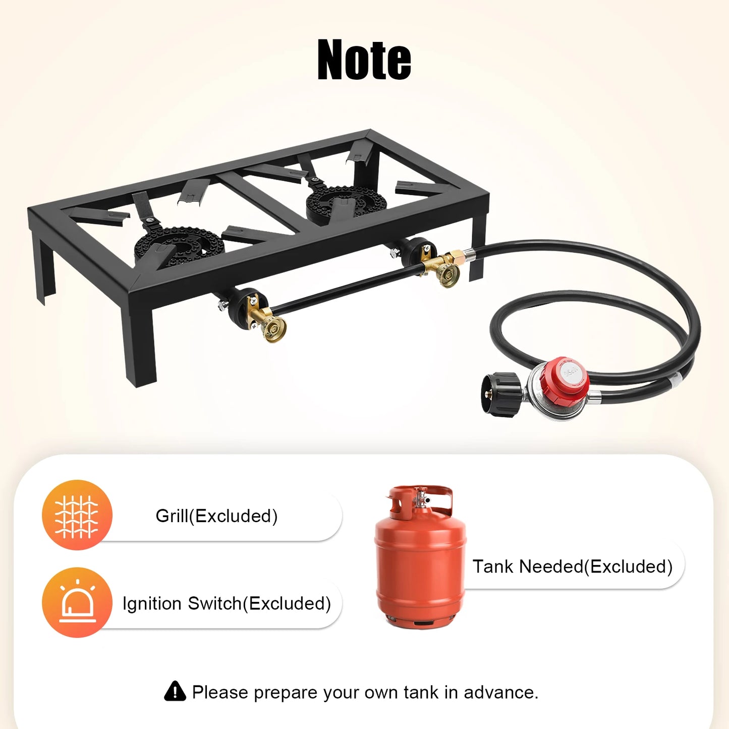 8000W Portable Double Burner Outdoor Gas Stove Propane Cooker with Adjustable 0-10Psi Regulator Hose for Patio Camping, BBQs