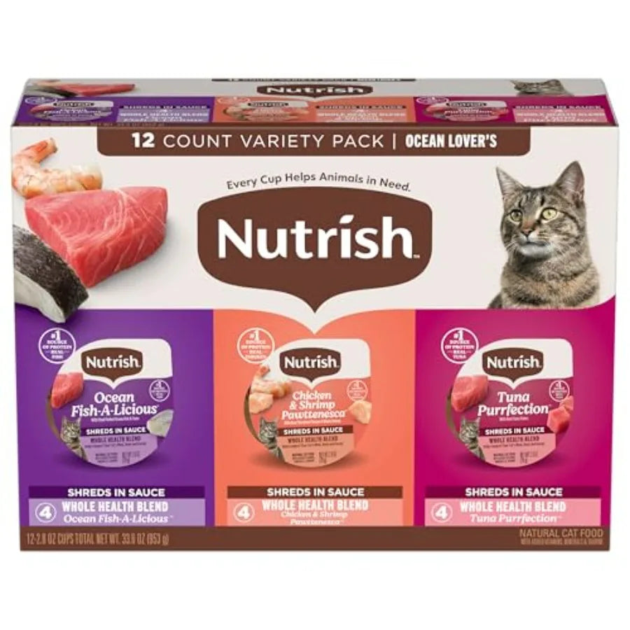 Grain-Free Ocean Lover's Whole Health Blend Variety Pack Wet Cat Food. Cup, 12 Count