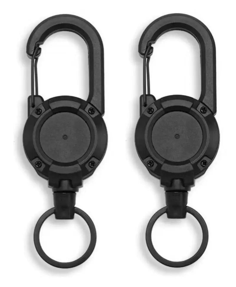 Retractable Heavy Duty Pull Reel Carabiner Strong Steel Wire Rope Buckle Spring Key Ring Outdoor Sporty Attachment Keychain Tool