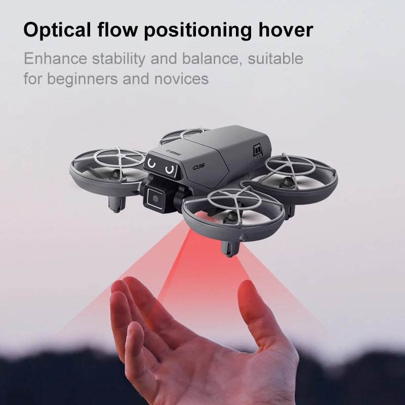 D36 Mini Drone with Screen Remote - Fully Enclosed Propellers, 4-Directional Obstacle Avoidance & LED Lights Safe Indoor Fly Toy