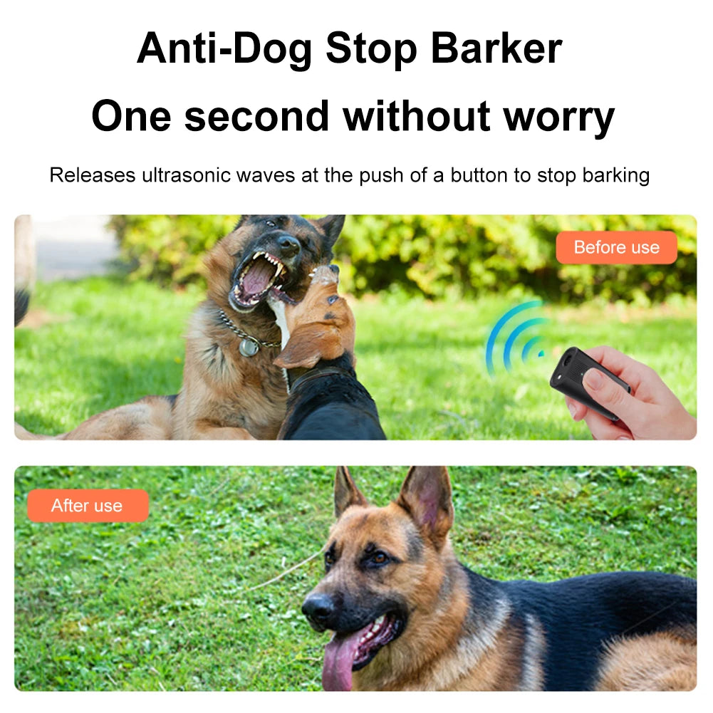 Dog Repellent Ultrasonic Anti Bark Device Long Range Control Dog Trainer with LED Light Rechargeable Dog Repeller Bark Deterrent