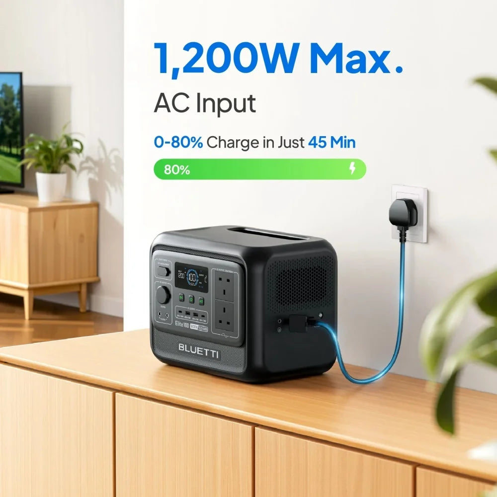 Elite 100 V2 Portable Power Station 1800W 1024Wh Solar Generator for Outdoor Camping Emergency Backup