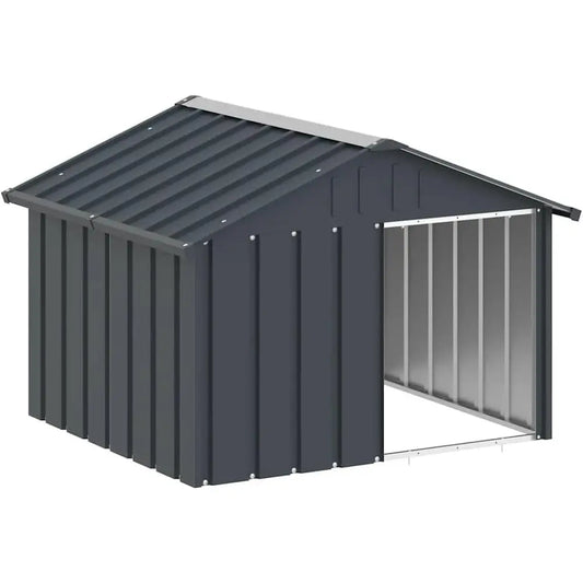 Dog House, Outdoor Pet Kennel with Weatherproof Roof, Durable Outdoor Puppy Shelter Kennel or Pet, Anthracite Galvanized Steel