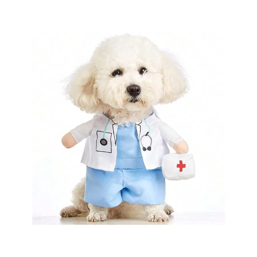 【New style】Dog Cat Doctor Costume, Funny Pet Doctor Halloween Costumes For Small Dogs Cats Puppy, Cosplay Party Dog Jeans Cloth