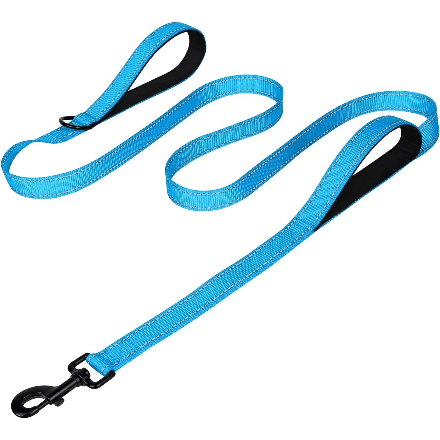 Heavy Duty Double Handle Dog Leash with Reflective Strips for Night Safety - Ideal for Large and Extra Large Breeds
