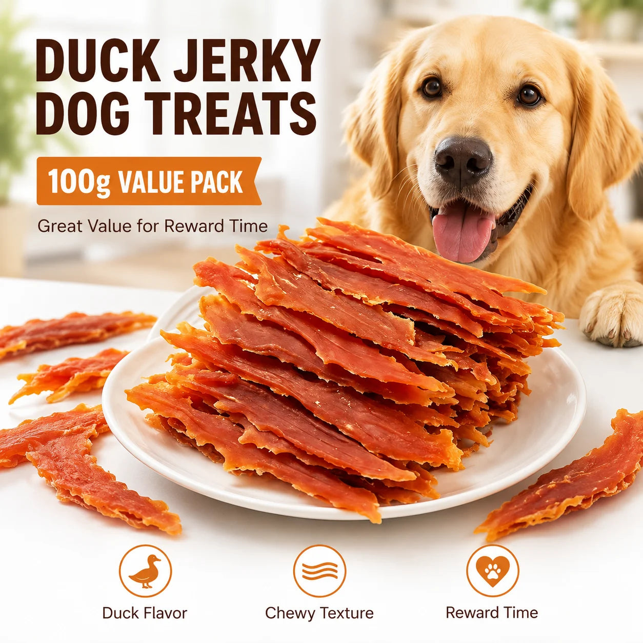 Dog Treats Duck Jerky 100g