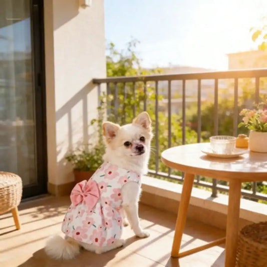 1pc Vibrant Floral & Fruit Pattern Pet Dress Outfit, For Cats & Dogs