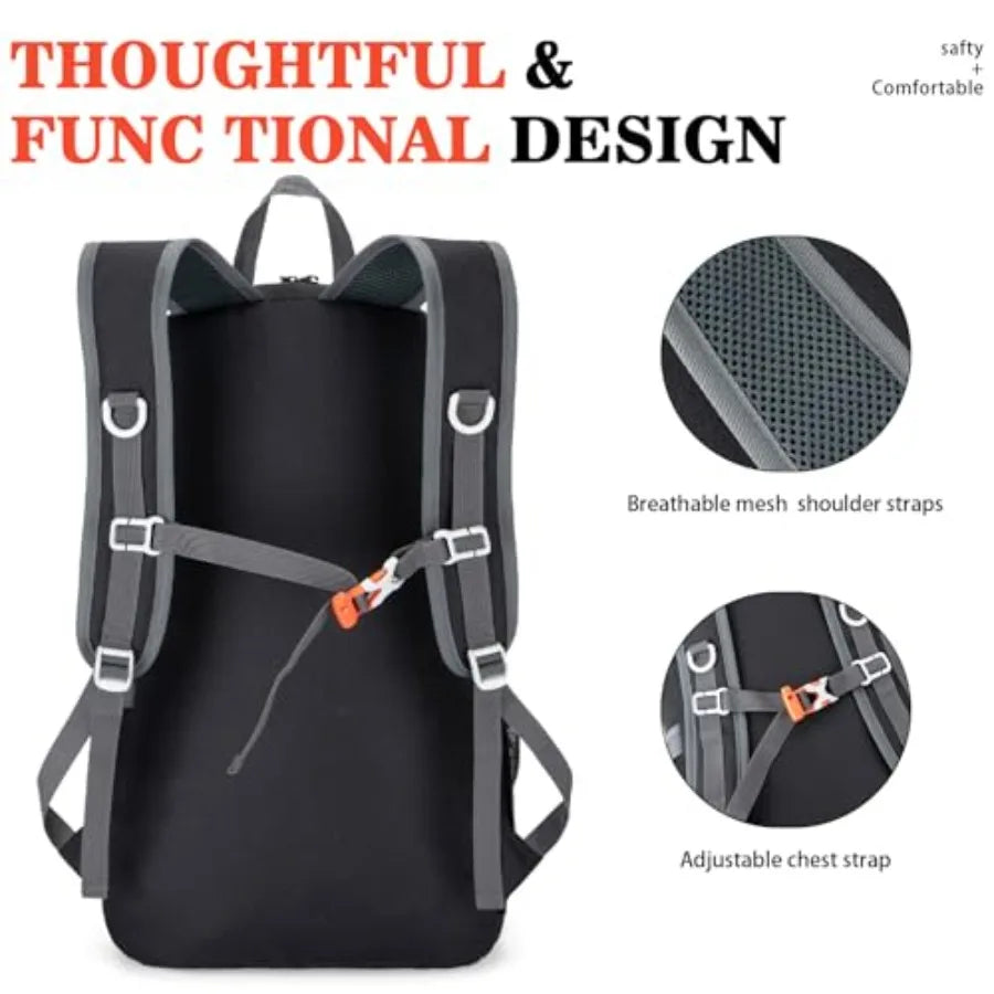 Hiking Backpack, Large 35L Travel Backpacks for Men Women, Water Resistant Ultra Lightweight Foldable Packable Camping Daypack