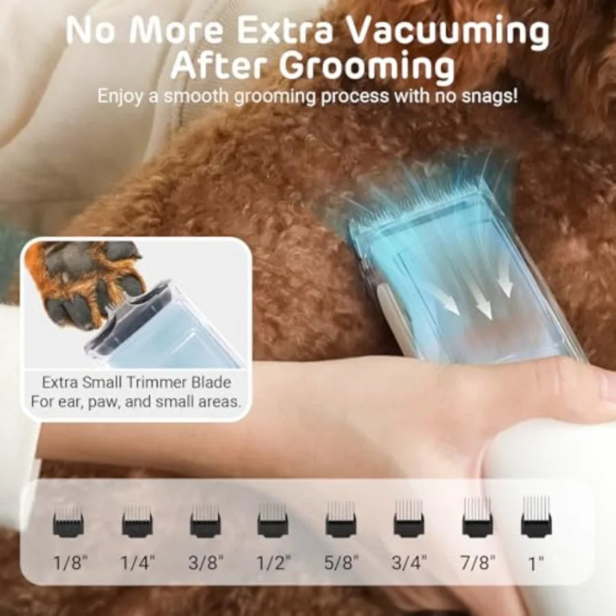 D23 Pro Pet Grooming Kit for Dogs: Vacuum Dog Brush and Dog Trimmer with 95F-140F Adjustable Temperature 23000 PA Suction Adjustments